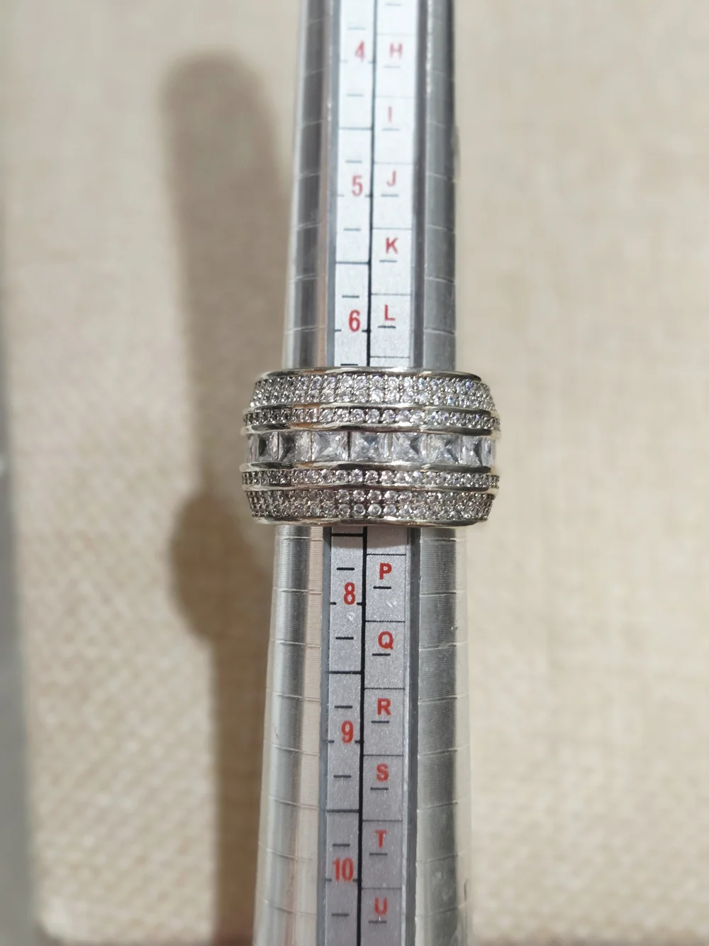 Silver Crystal Pavé Wide Band Ring - Silver~size 7